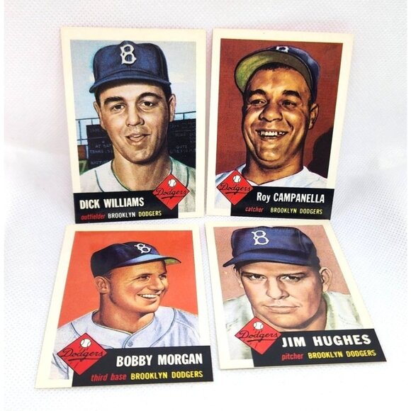 Brooklyn Dodgers 1953 Topps Vintage Reprint Baseball Cards 4 Card Bundle - Picture 1 of 10